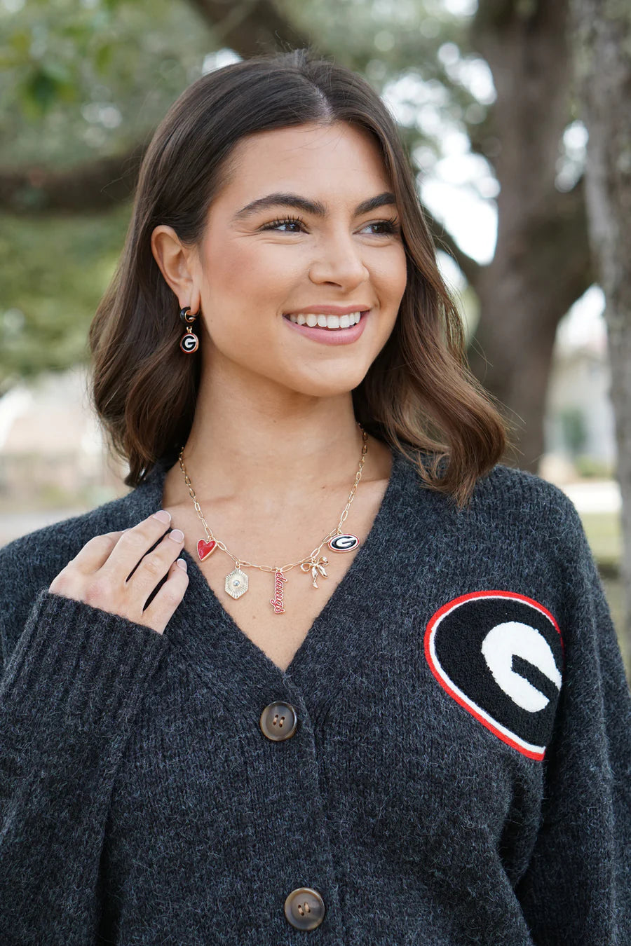 georgia bulldogs charm necklace canvas jewelry