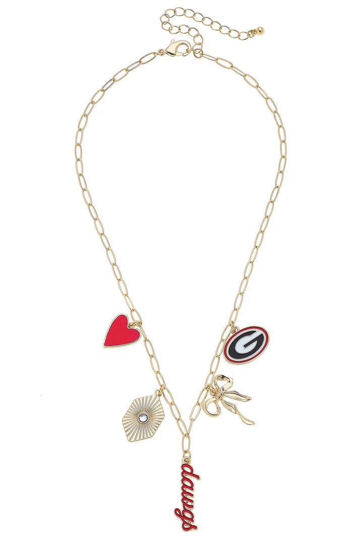georgia bulldogs charm necklace canvas jewelry