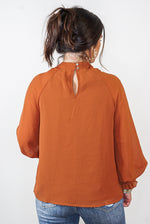 dressy little caramel ruffle top