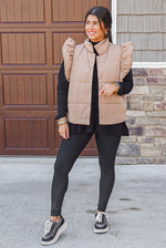 ruffle sleeve puffer vest