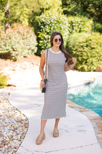 easy cotton striped midi dress