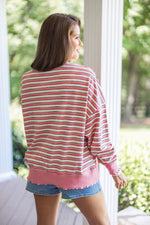 pink stripe oversized knit pullover