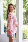 pink stripe oversized knit pullover