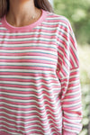 pink stripe oversized knit pullover