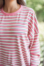 pink stripe oversized knit pullover