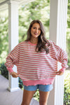 pink stripe oversized knit pullover