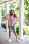 pink stripe oversized knit pullover