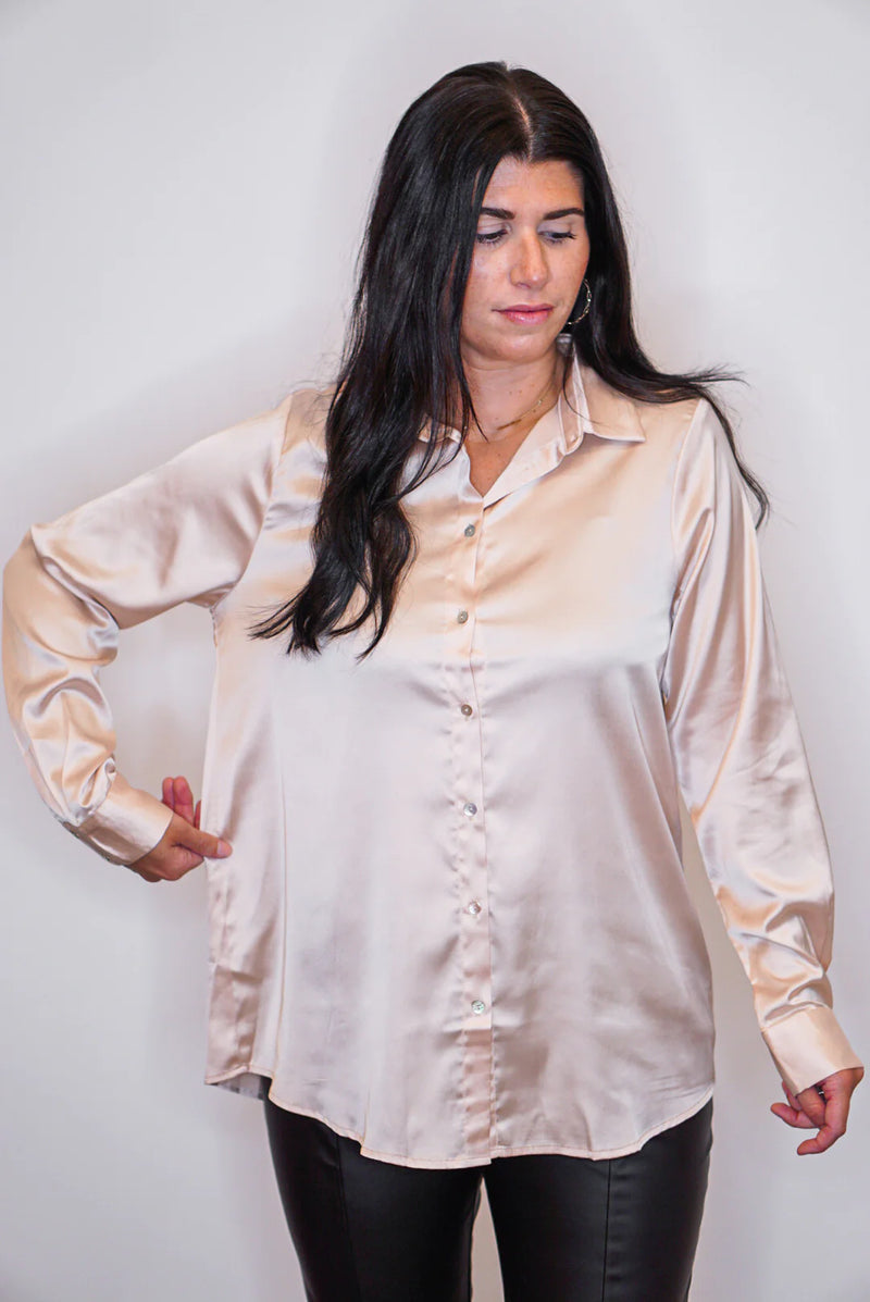 satin elegant dressy beige top