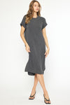 Entro Charcoal Grey ribbed dress