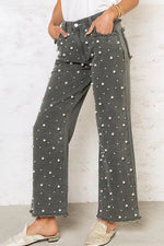 charcoal pearl wide leg denim pants