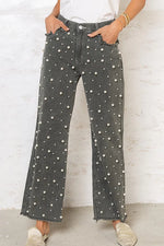 charcoal pearl wide leg denim pants