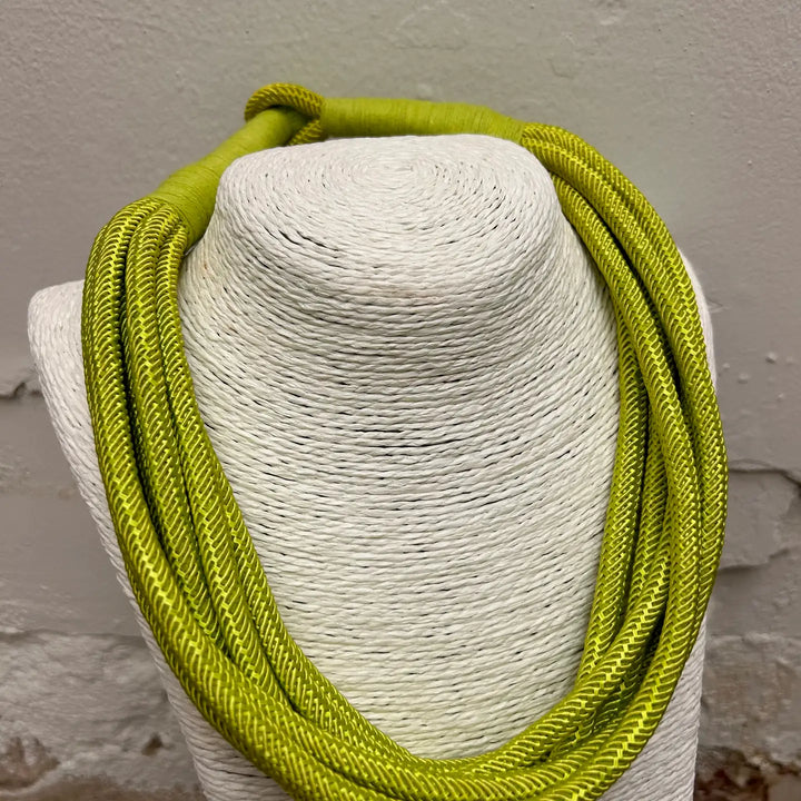 layered rope slub necklace chartreuse green