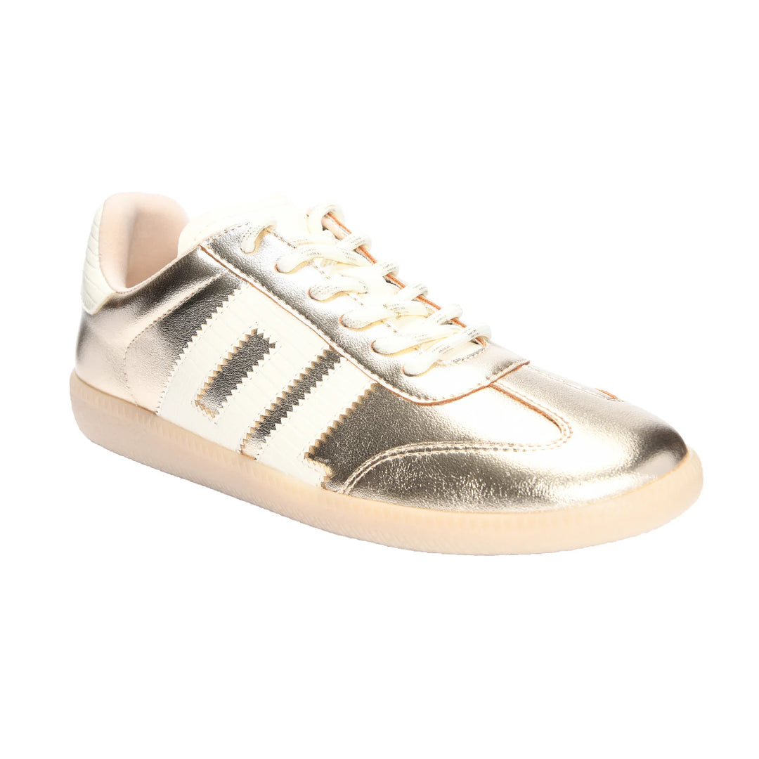 chinese dirty laundry gold trackstar sneakers DL dupes side