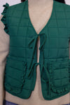 emerald green quilted bow vest