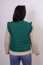 emerald green quilted bow vest