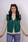 emerald green quilted bow vest