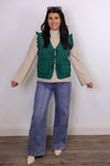 emerald green quilted bow vest