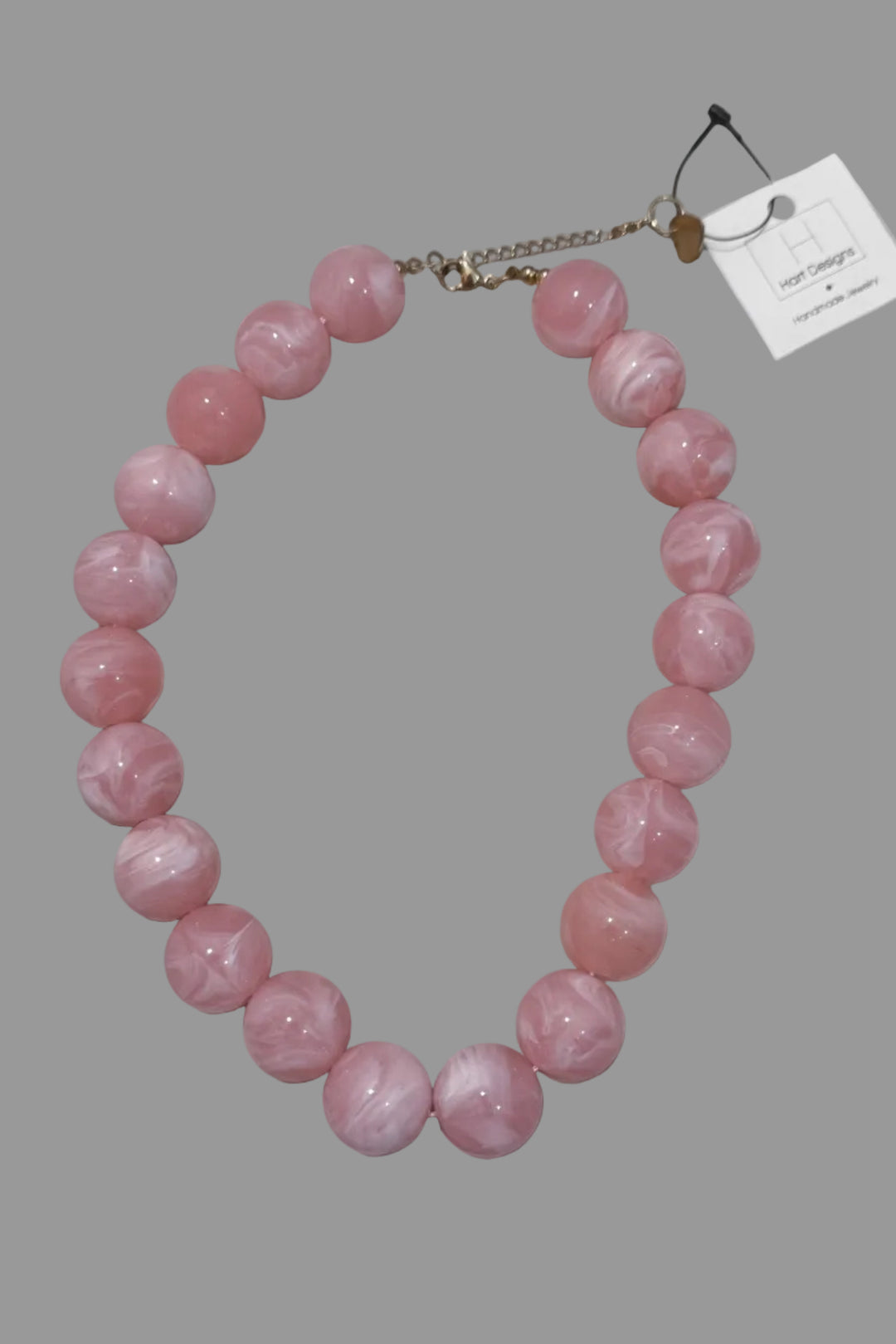 marble pink chunky beaded women's necklace