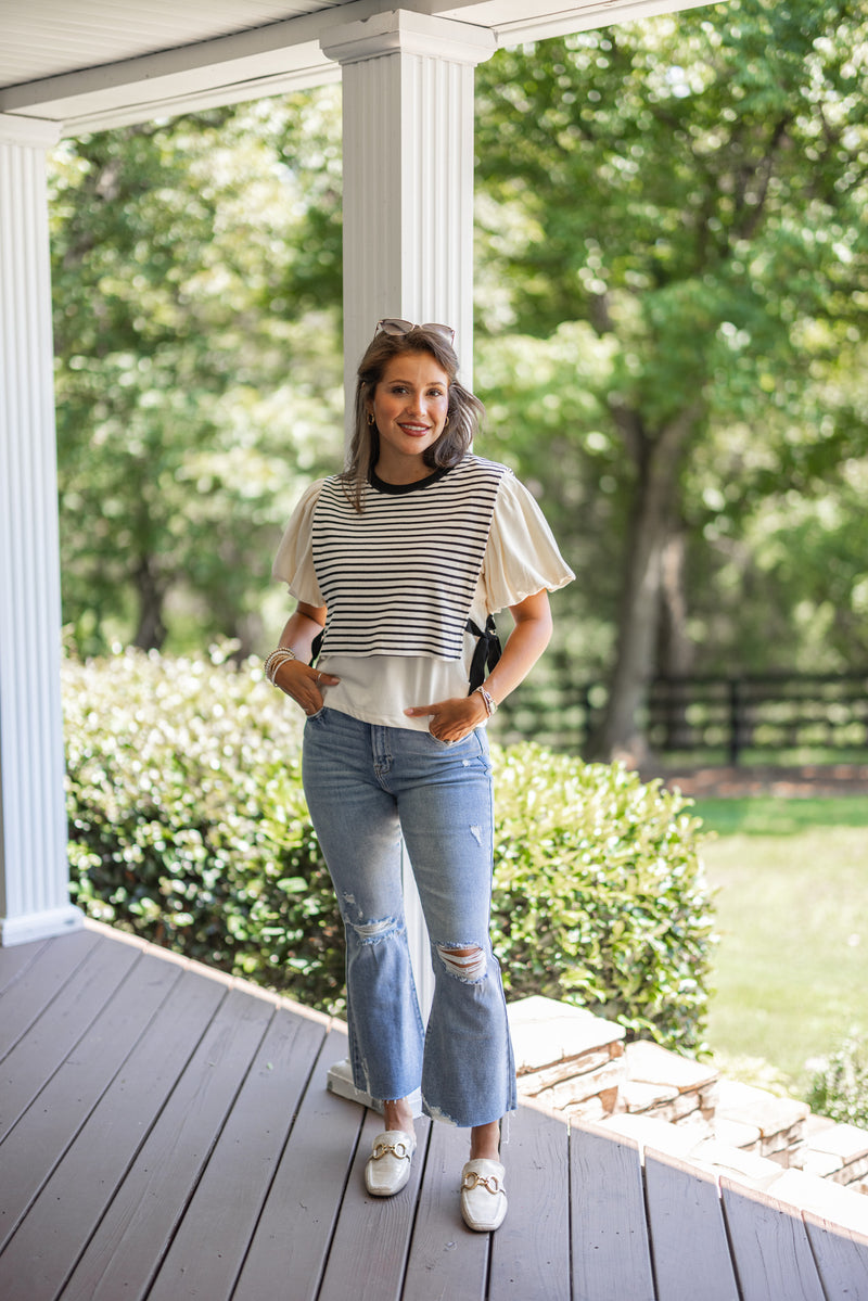 classic black striped vest top