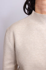 oatmeal knit mock neck top