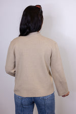 oatmeal knit mock neck top