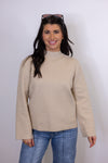 oatmeal knit mock neck top