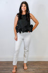 black ruffle trim tank top