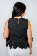 black ruffle trim tank top