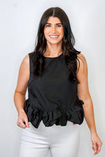 black ruffle trim tank top