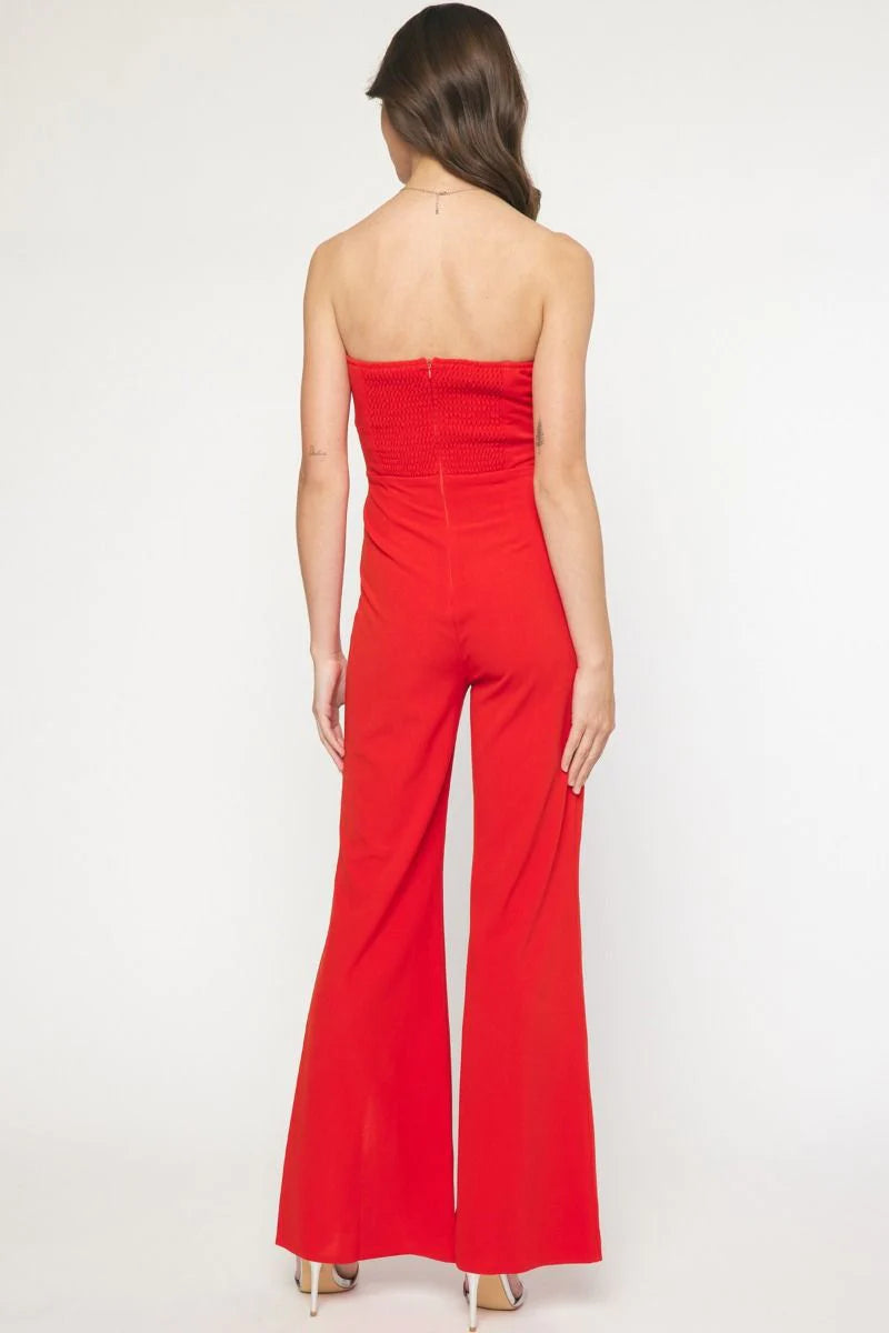 christmas cocktail party red jumpsuit