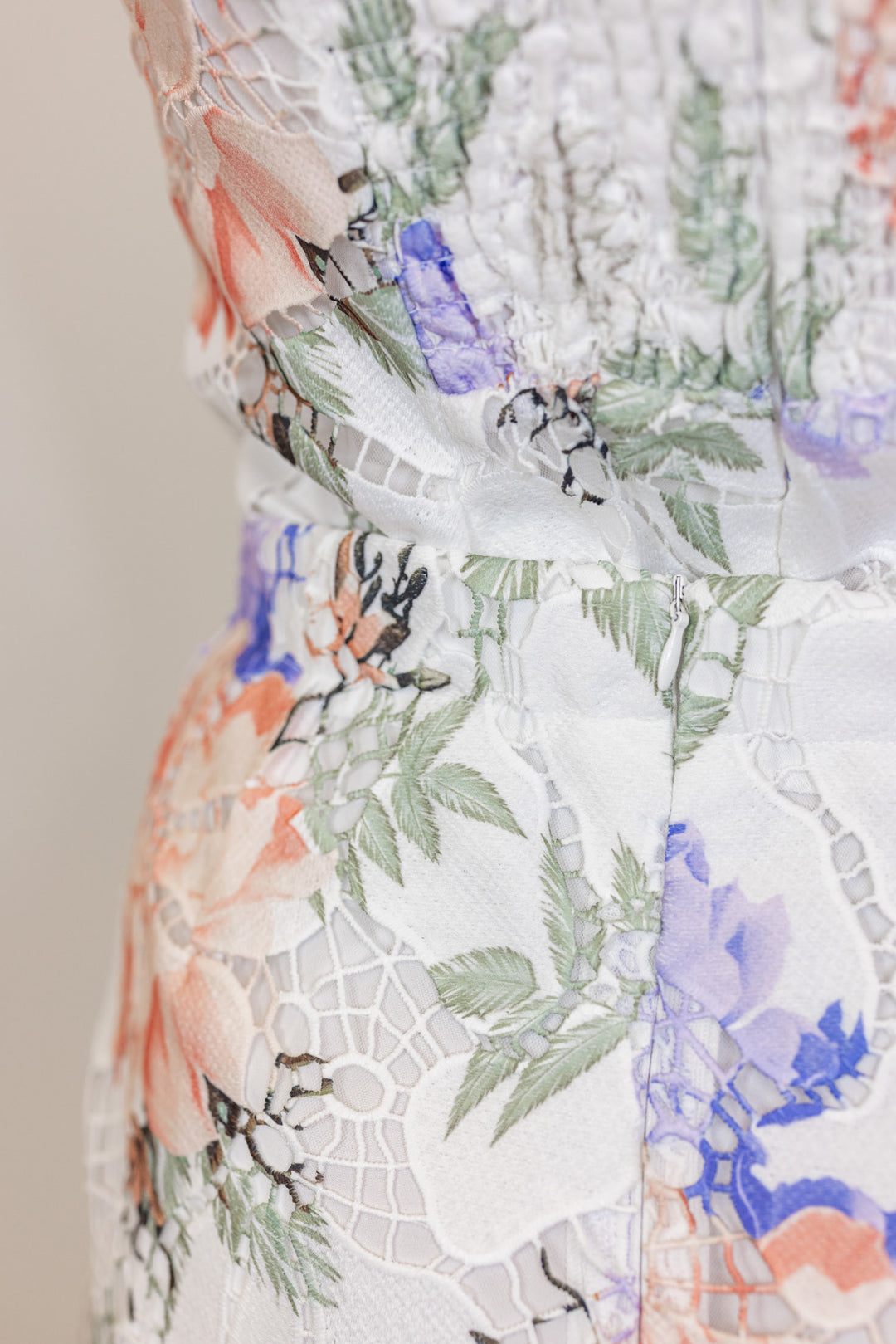 white eyelet embroidered floral midi skirt