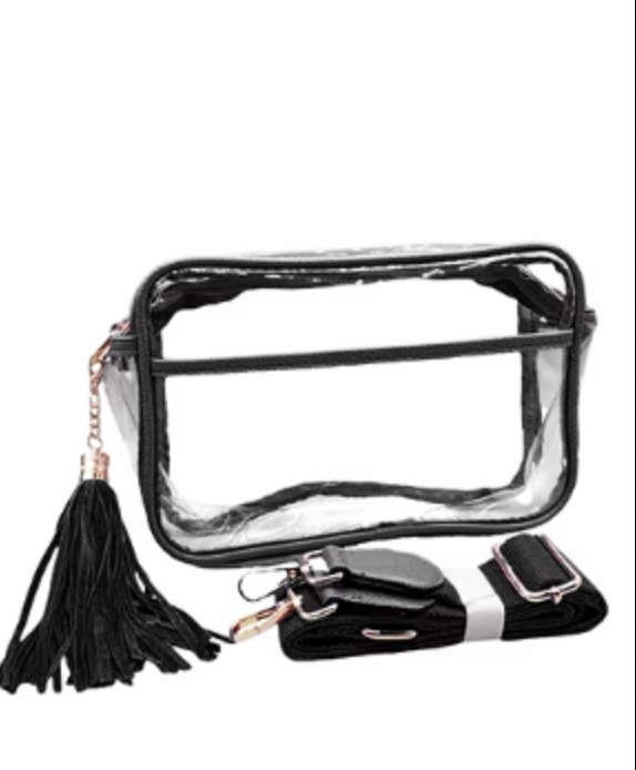 clear crossbody black bag