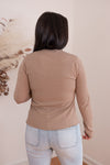 tan mock neck long sleeve top