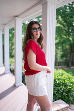 closet staple versatile red blouse