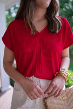 closet staple versatile red blouse