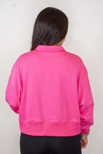 cropped pink collared pullover