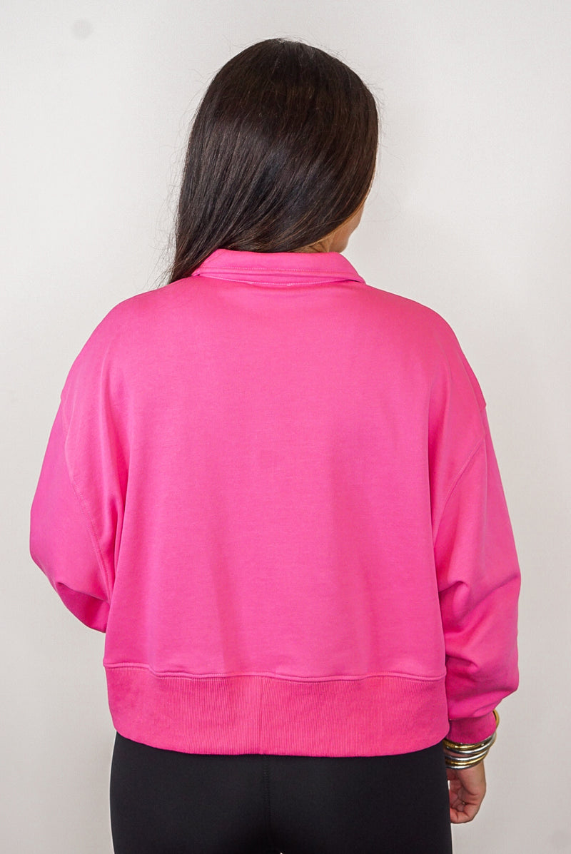 cropped pink collared pullover