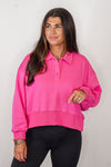 cropped pink collared pullover