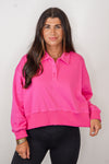 cropped pink collared pullover