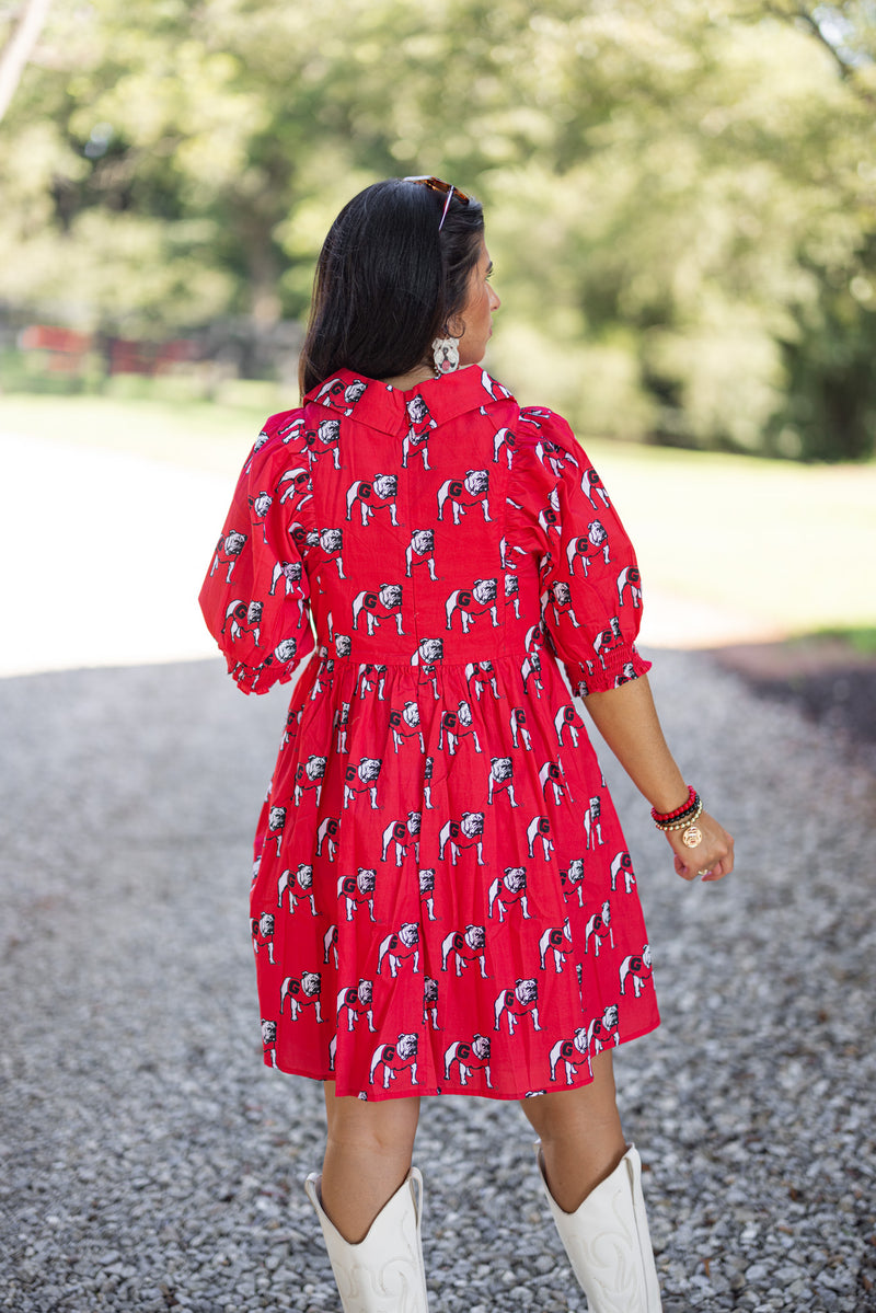 uga bulldog printed gameday dress