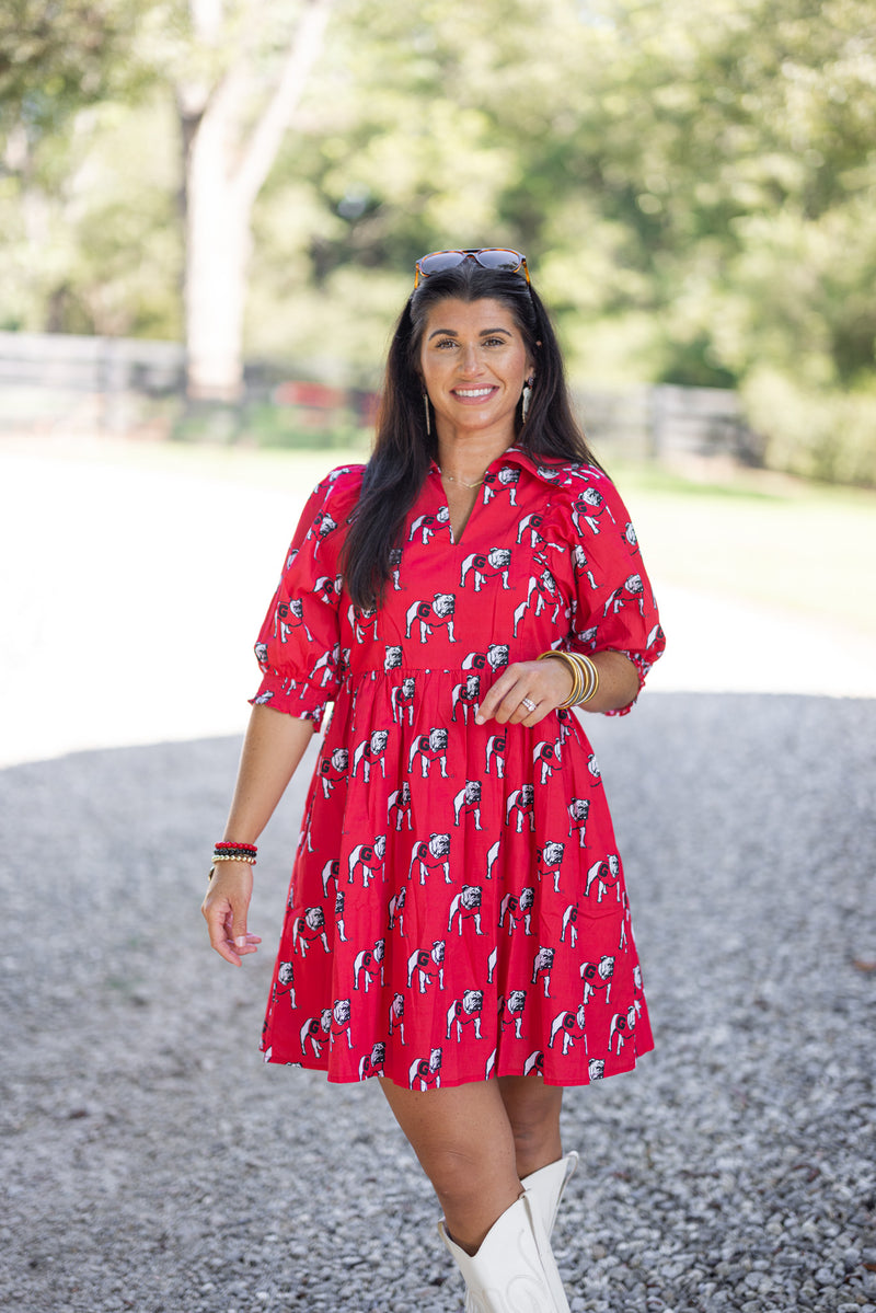 uga bulldog printed gameday dress