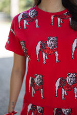 red uga gameday sequin bulldog tee