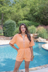 orange terry knit summer romper