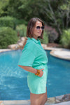 green terry knit summer romper