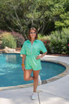 green terry knit summer romper