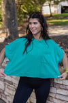 green cropped basic tee