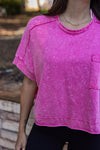 pink mineral wash cropped basic tee