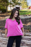 pink mineral wash cropped basic tee