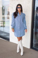 karlie branddenim long sleeve shift dress