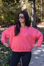 coral scuba knit crew pullover 